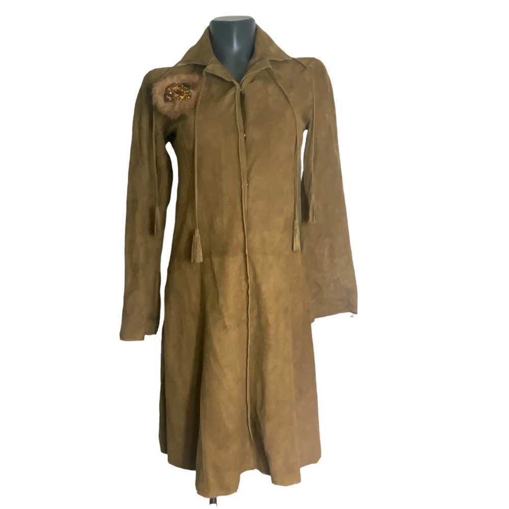 Suede Jacket Fit and Flare Long Boho Festival Penny Lane Small Ambre Babzoe